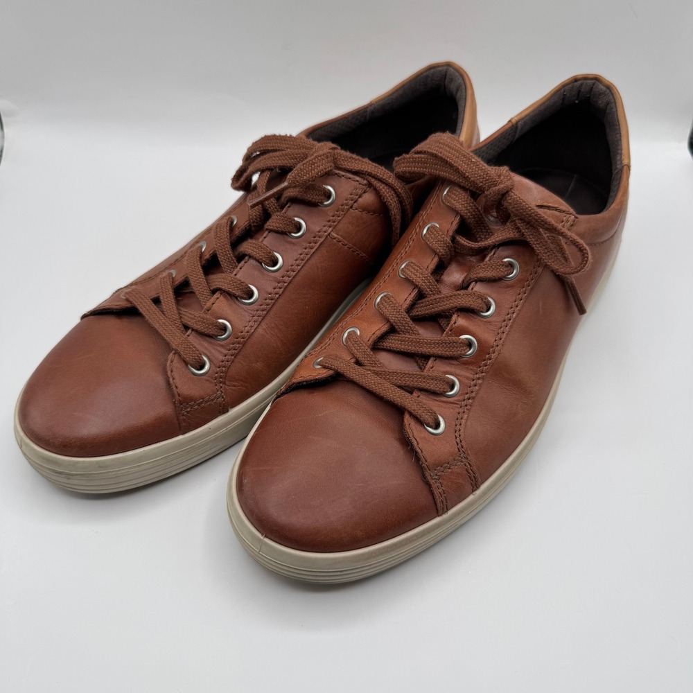 ECCO Soft 7 Sneakers Mens 43 Brown Leather Low Top Lace Up Casual Shoes